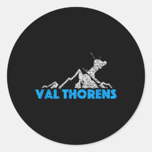 Val Thorens Skiing Snowboarding France Resort Dist Classic Round Sticker