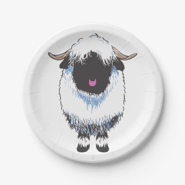 Valais Black Nose Sheep Paper Plate (Front)