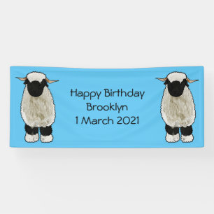 Valais Blacknose sheep cartoon illustration Banner