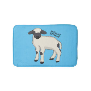 Valais Blacknose sheep cartoon illustration  Bath Mat