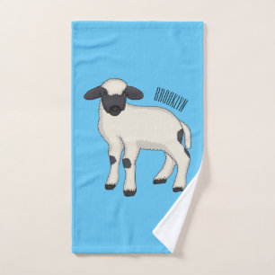 Valais Blacknose sheep cartoon illustration Bath Towel Set