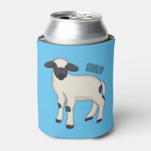 Valais Blacknose sheep cartoon illustration Can Cooler