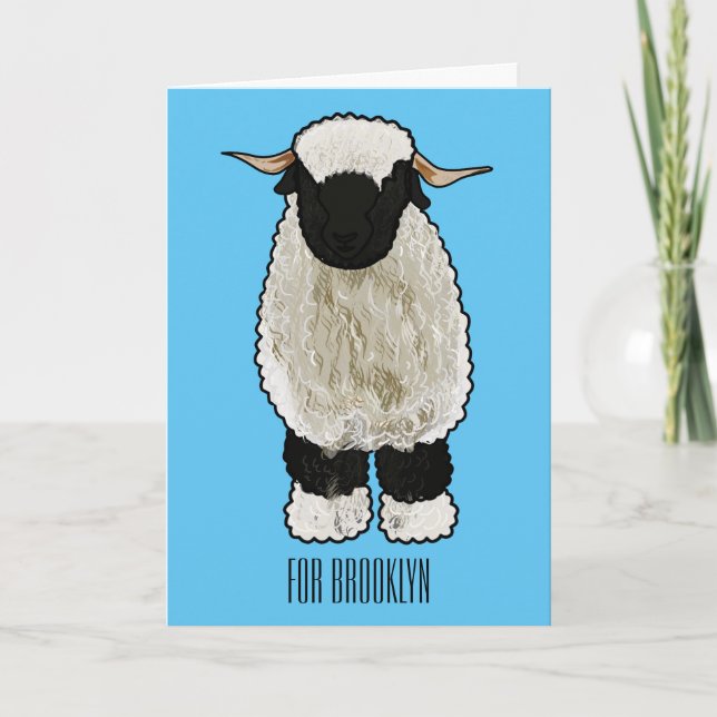 Valais Blacknose sheep cartoon illustration Card (Front)