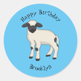 Valais Blacknose sheep cartoon illustration Classic Round Sticker