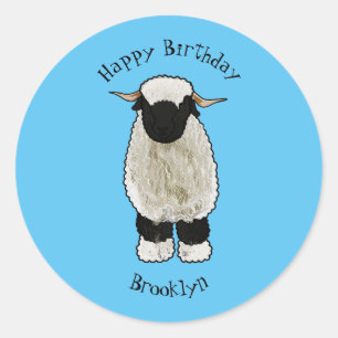 Valais Blacknose sheep cartoon illustration Classic Round Sticker