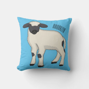 Valais Blacknose sheep cartoon illustration Cushion