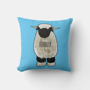 Valais Blacknose sheep cartoon illustration Cushion