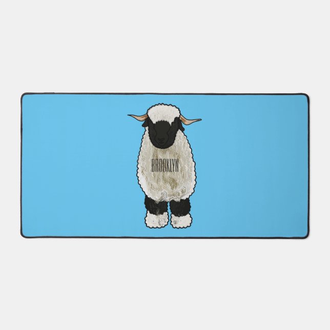 Valais Blacknose sheep cartoon illustration Desk Mat (Front)