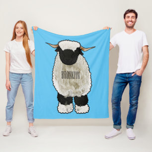 Valais Blacknose sheep cartoon illustration Fleece Blanket