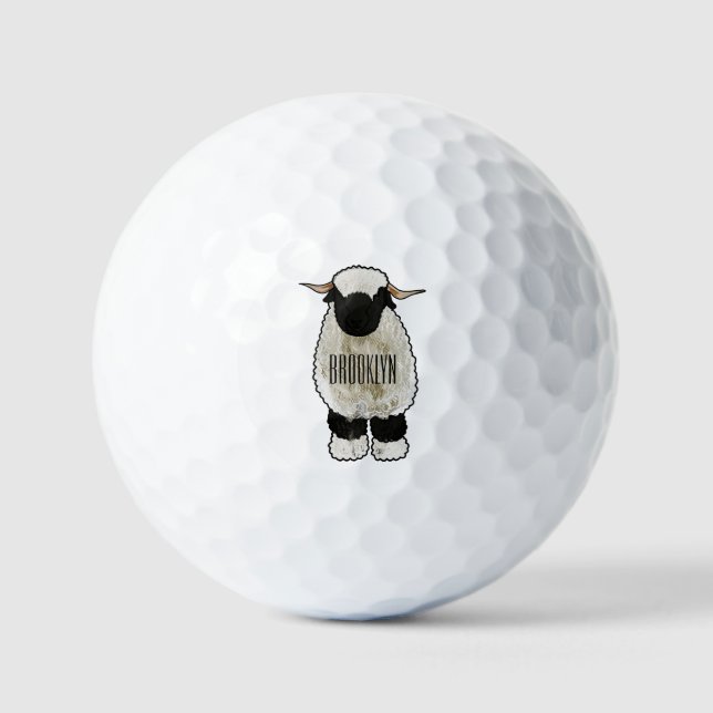 Valais Blacknose sheep cartoon illustration Golf Balls (Front)