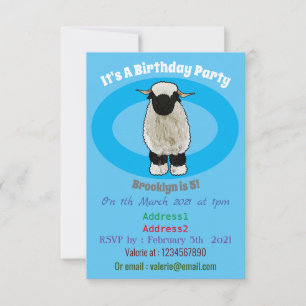 Valais Blacknose sheep cartoon illustration Invitation
