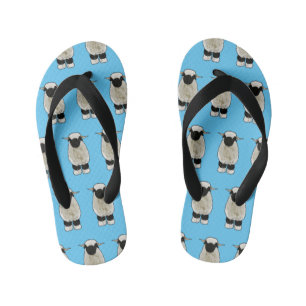 Valais Blacknose sheep cartoon illustration Kid's Thongs