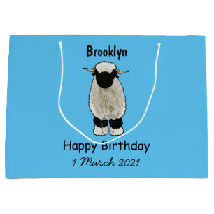 Valais Blacknose sheep cartoon illustration Large Gift Bag