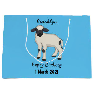 Valais Blacknose sheep cartoon illustration Large Gift Bag