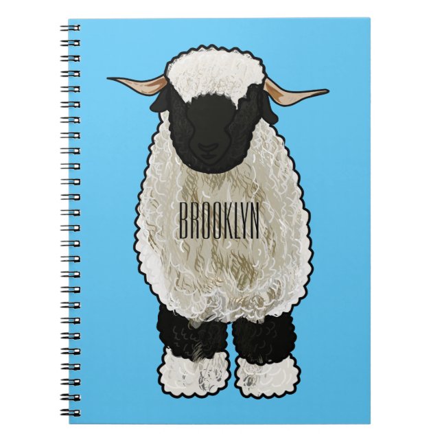 Valais Blacknose sheep cartoon illustration Notebook (Front)
