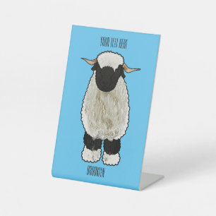Valais Blacknose sheep cartoon illustration Pedestal Sign