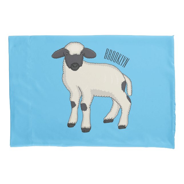 Valais Blacknose sheep cartoon illustration Pillowcase (Front)