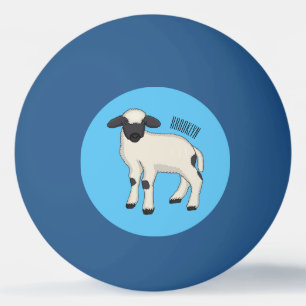 Valais Blacknose sheep cartoon illustration Ping Pong Ball