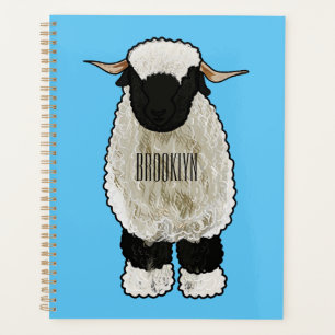 Valais Blacknose sheep cartoon illustration Planner