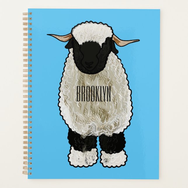 Valais Blacknose sheep cartoon illustration Planner (Front)