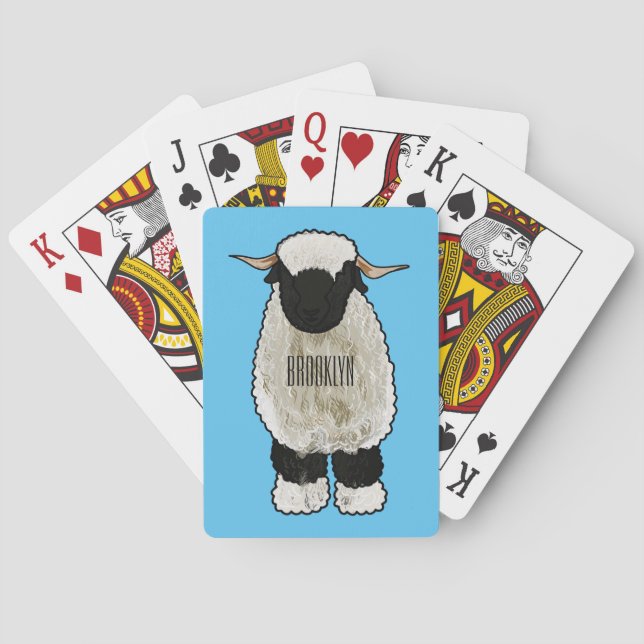 Valais Blacknose sheep cartoon illustration Playing Cards (Back)