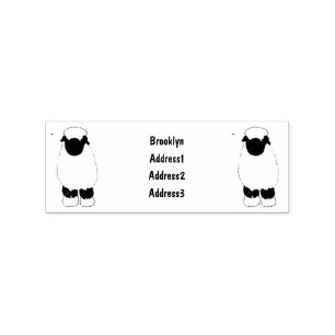 Valais Blacknose sheep cartoon illustration Rubber Stamp