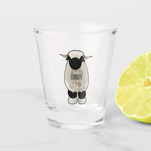 Valais Blacknose sheep cartoon illustration Shot Glass