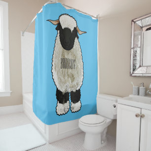 Valais Blacknose sheep cartoon illustration Shower Curtain