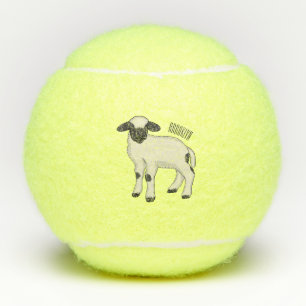 Valais Blacknose sheep cartoon illustration  Tennis Balls