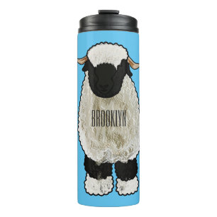Valais Blacknose sheep cartoon illustration Thermal Tumbler
