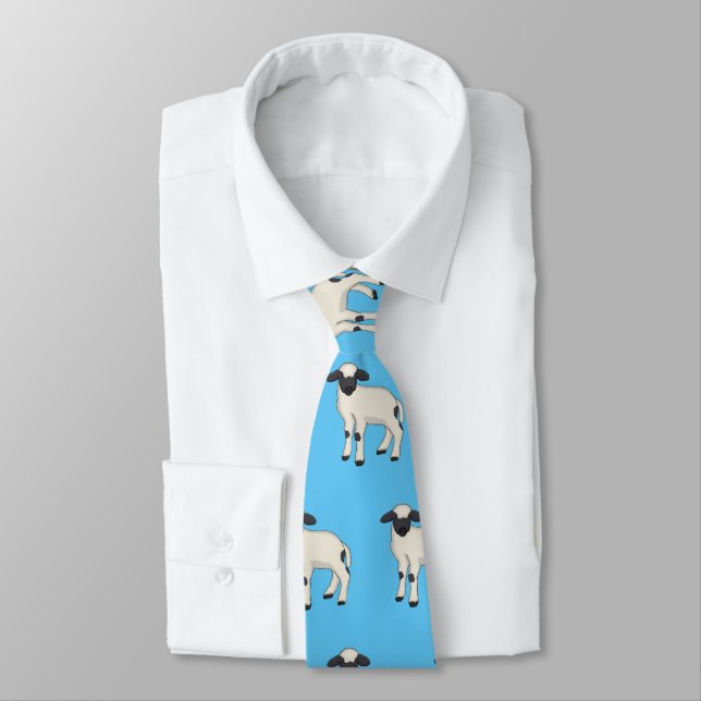 Valais Blacknose sheep cartoon illustration  Tie (Tied)