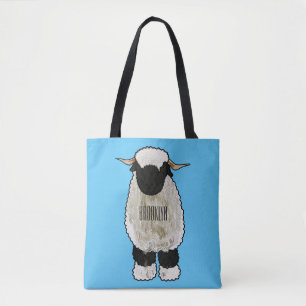 Valais Blacknose sheep cartoon illustration Tote Bag