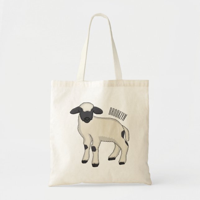 Valais Blacknose sheep cartoon illustration  Tote Bag (Front)