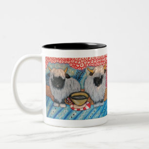 VALAIS BLACKNOSE SHEEP Drinking Coffee Two-Tone Coffee Mug