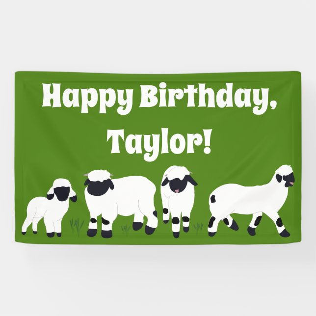 Valais Blacknose Sheep Farm Themed Party Banner (Horizontal)