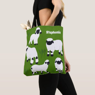 Valais Blacknose Sheep Personalised Farmers Tote Bag