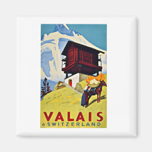 Valais Switzerland Vintage Travel  Magnet