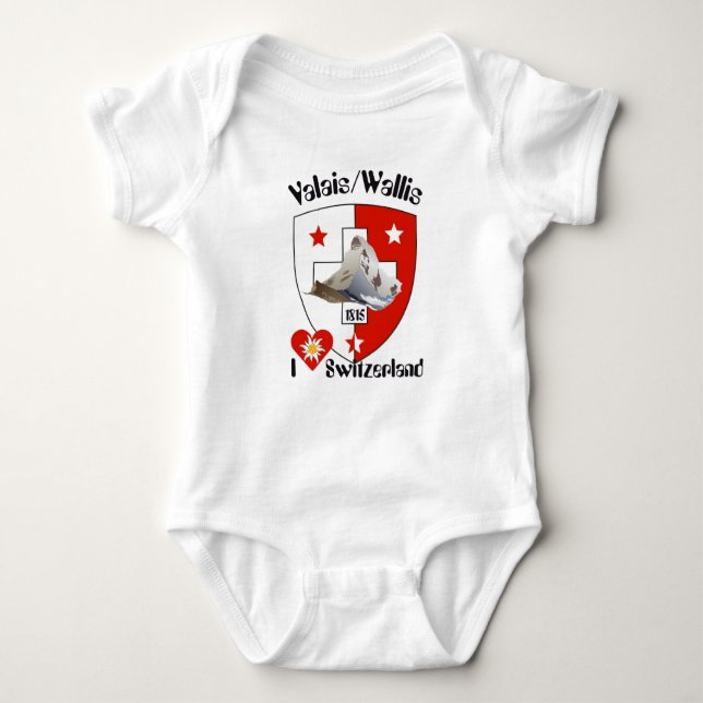 Valais v Wallis Schweiz-Suisse Kinder Body Baby Bodysuit (Front)