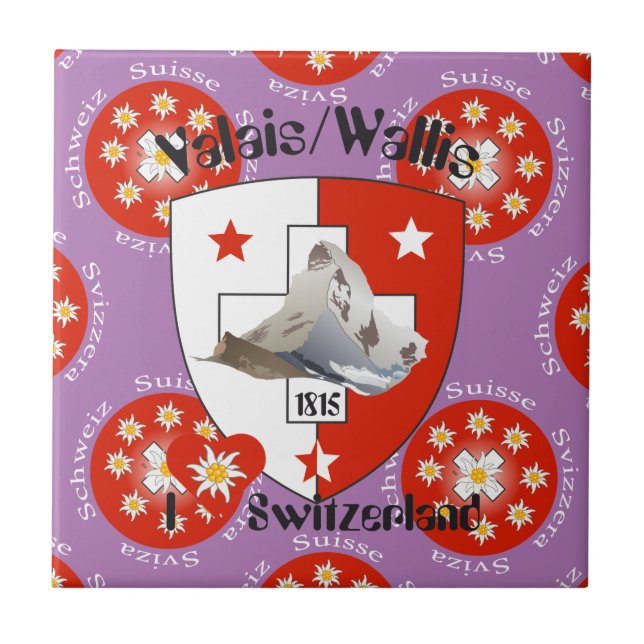 Valais / Wallis Schweiz Fliese Ceramic Tile (Front)