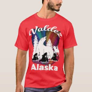 Valdez Alaska Aurora Borealis Polar Bear Orca Moos T-Shirt
