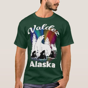 Valdez Alaska Aurora Borealis Polar Bear Orca Moos T-Shirt