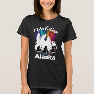 Valdez Alaska Aurora Borealis Polar Bear Orca Moos T-Shirt