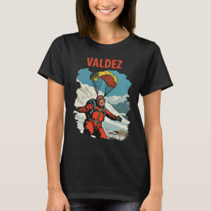 Valdez Alaska Skier Winter Retro Travel T-Shirt