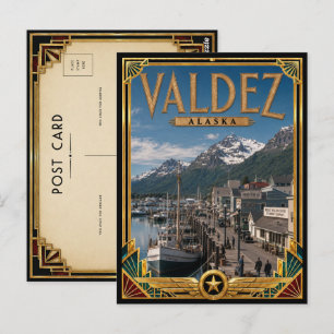 Valdez Alaska Vintage Art Deco Golden Age Postcard