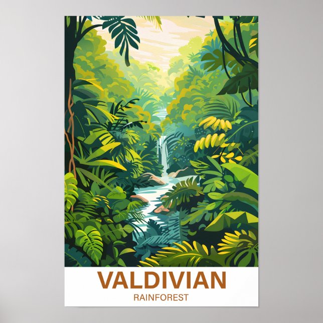 Valdivian Rainforest Illustration Travel Poster (Front)