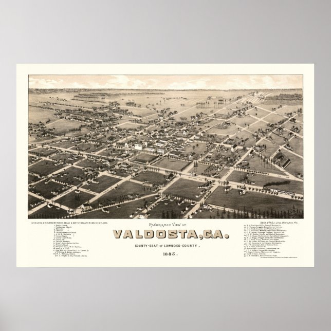 Valdosta, GA Panoramic Map - 1885 Poster (Front)
