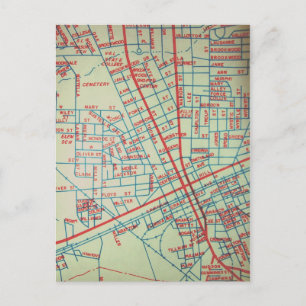 Valdosta, GA Vintage Map Postcard