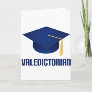 Valedictorian Blue Grad Hat Graduation Gift Card