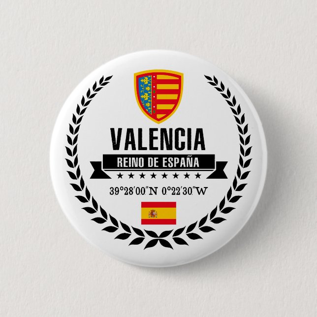 Valencia 6 Cm Round Badge (Front)