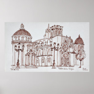 Valencia Cathedral in Plaza de la Virgin Poster